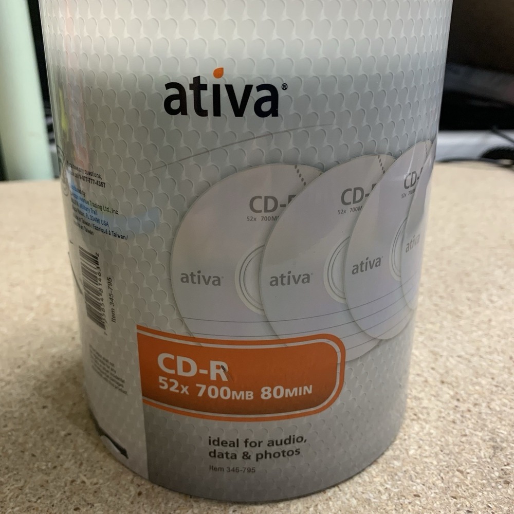 New Factory Sealed 100 PK Ativa CD-R 52x 700MB 80MIN